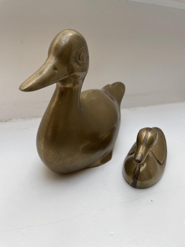 Vintage eendenset, Antiek en Kunst, Ophalen of Verzenden, Brons, 20 - 50 cm, Beeld