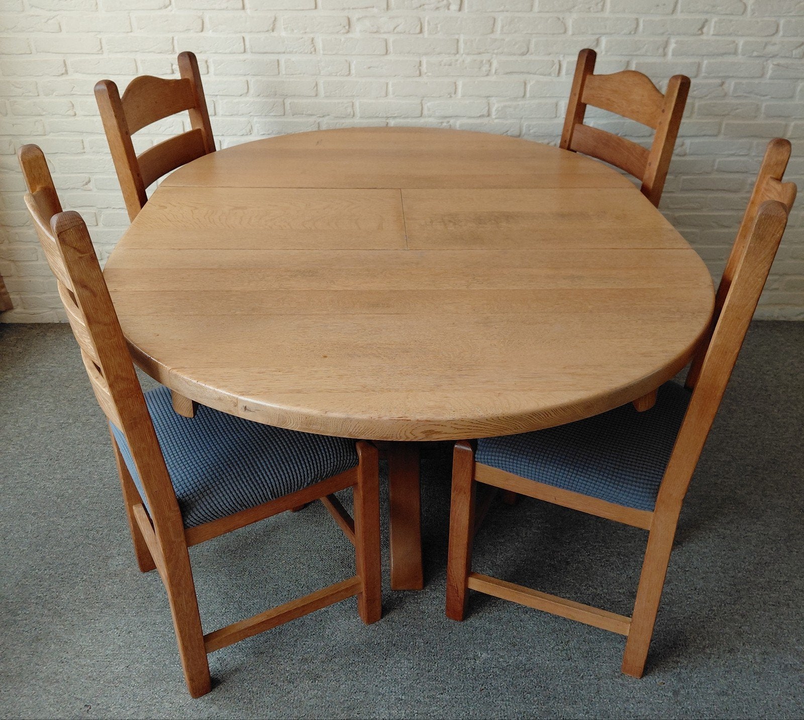 Eiken eethoek, Huis en Inrichting, Ophalen, Gebruikt, 4 tot 6 stoelen