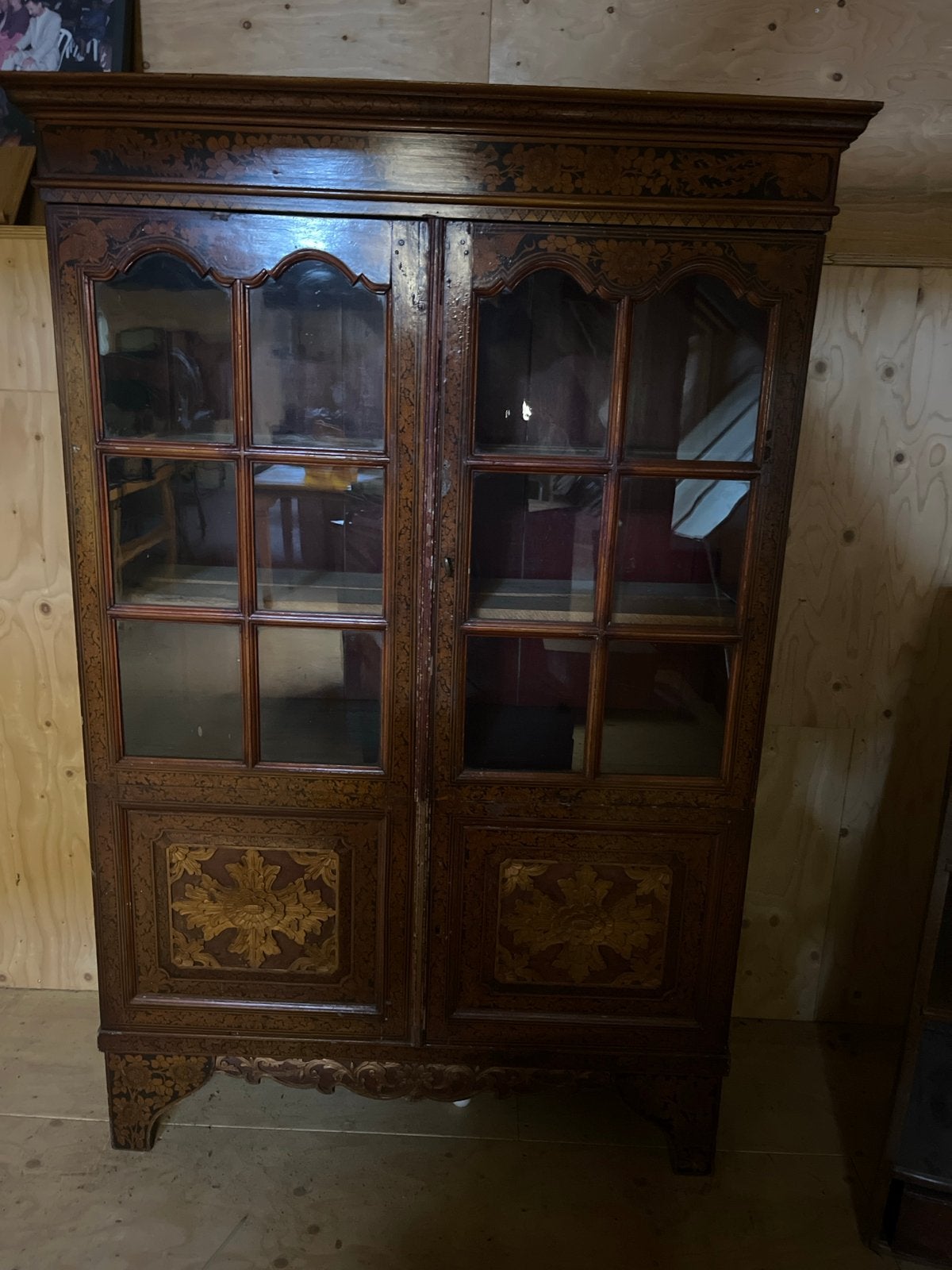 Antieke Chinese Lak Kast met Glasdeuren, Antiek en Kunst, Ophalen