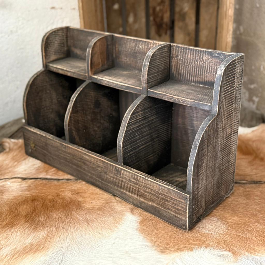 Landelijke gruttersbak met 3 vakken, Huis en Inrichting, Woonaccessoires | Overige, Hout, Nieuw, Ophalen of Verzenden, Landelijk