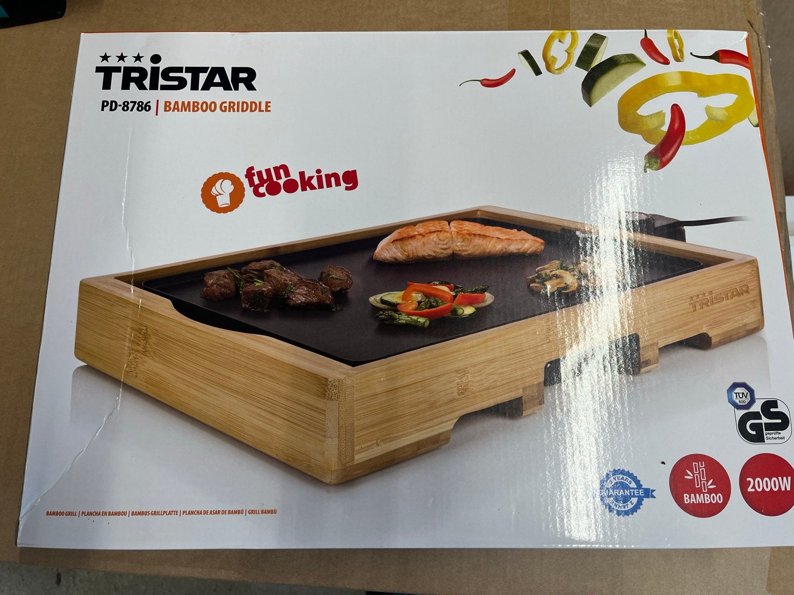 Tristar PD-8786 Bamboe Griddle - Fun Cooking Grillplaat, Witgoed en Apparatuur, Gourmetstellen, Ophalen, Nieuw, 4 t/m 7 personen