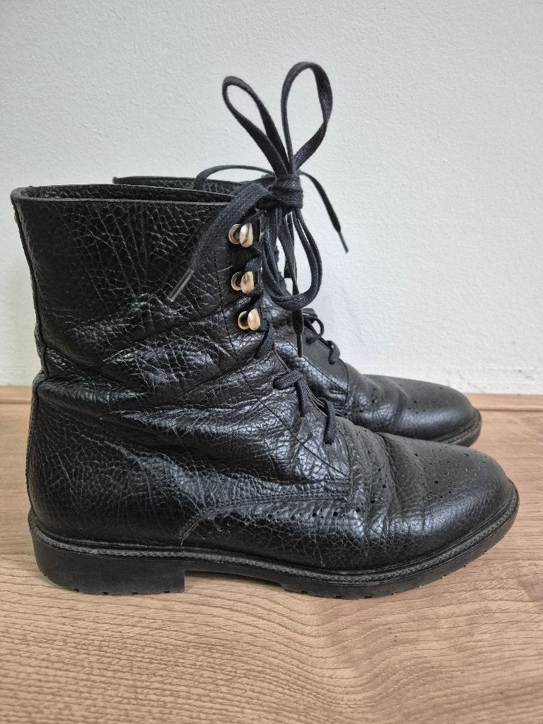 Sch44 - Zwarte leren Fred de la Bretoniere laarzen mt 40 (1), Ophalen of Verzenden, Zo goed als nieuw, Zwart, Hoge laarzen