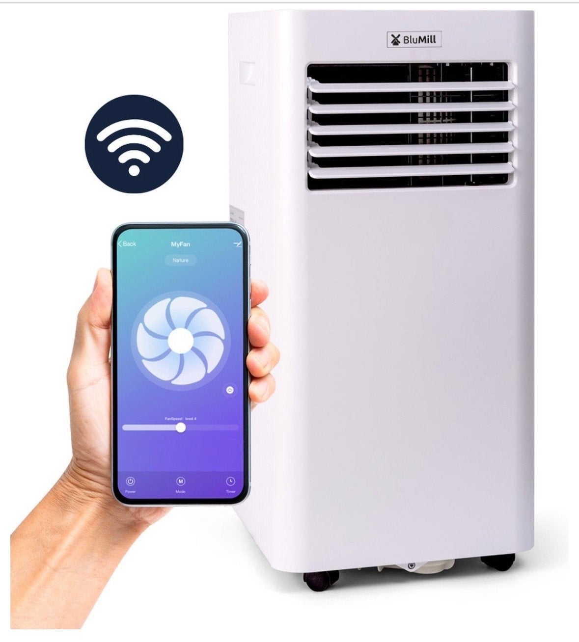 Mobiele Airconditioning met Wifi - BluMill, Ophalen, Minder dan 60 m³, 3 snelheden of meer, Zo goed als nieuw