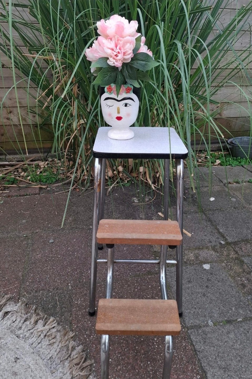 ladder plantentafel tafeltje vintage trap keukenteam retro, Huis en Inrichting, Ophalen of Verzenden, Hout