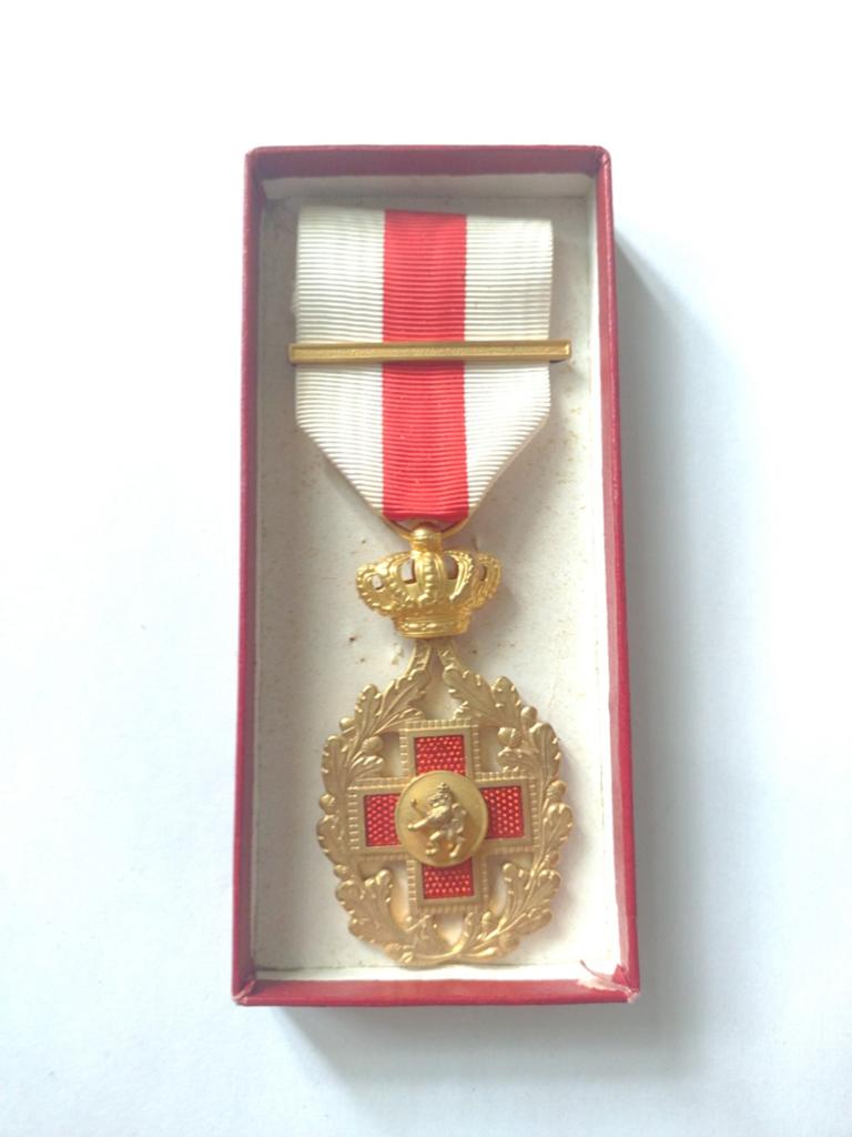A België rode kruis medaille elite 1914 met doosje, Ophalen of Verzenden, Landmacht, Overige gebieden, Lintje, Medaille of Wings