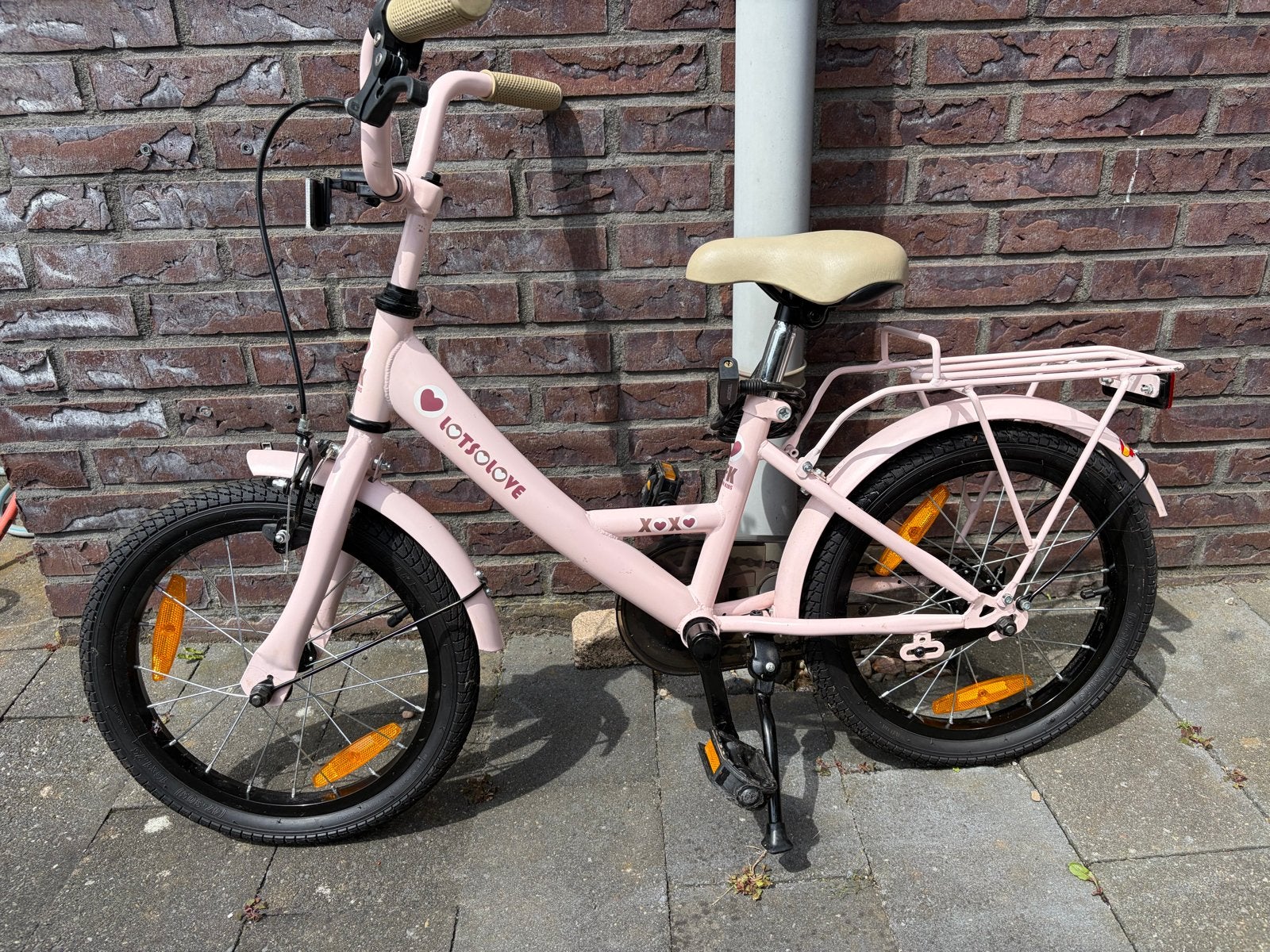 Meisjesfiets 16 inch roze - Zo goed als nieuw, Ophalen, Zo goed als nieuw, Terugtraprem, 16 inch