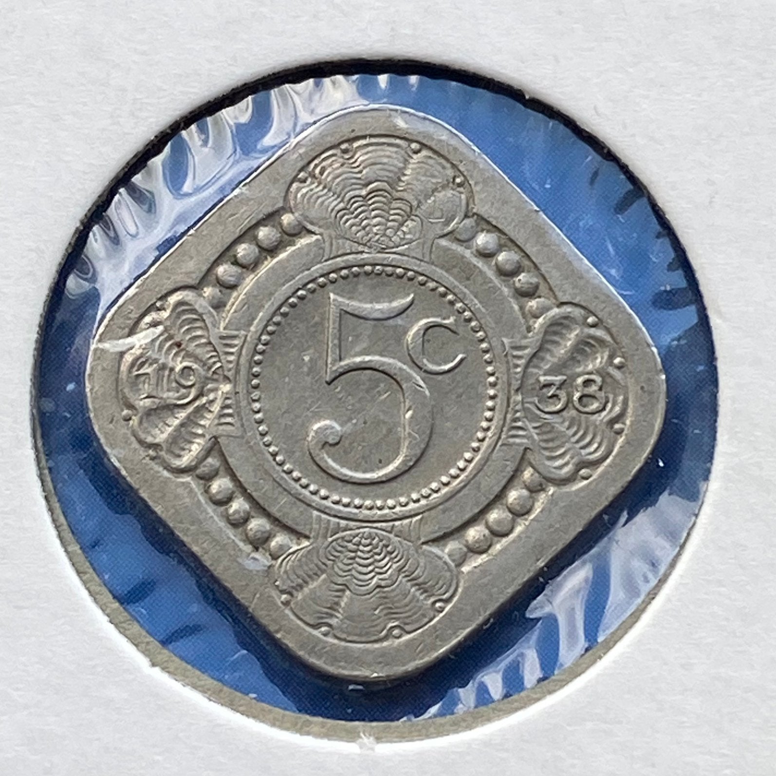 5 Cent / Vierkante Stuiver uit 1938 van Wilhelmina, Postzegels en Munten, Munten | Nederland, Verzenden, Koningin Wilhelmina, 5 cent
