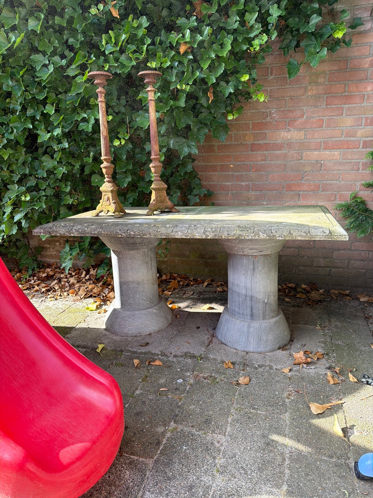 Zware natuurstenen tuintafel - 140x70x65 cm, Ophalen