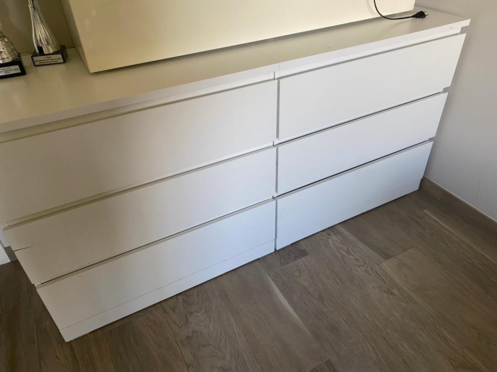 Ikea Malm - Witte ladekast 2x, Huis en Inrichting, Ophalen, Kunststof, Gebruikt, 100 tot 150 cm