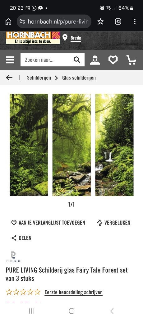 Schilderij drieluik glas, Ophalen