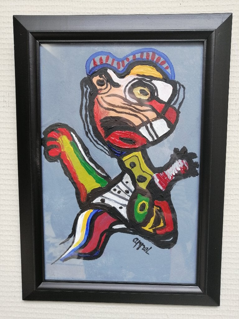 Karel APPEL ,origineel ,acryl verf op dik papier, Figuren, Papier/karton, Ophalen of Verzenden, Gelimiteerde oplage