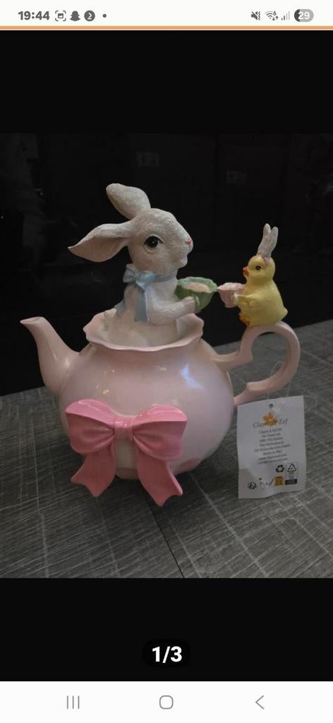 Paashaas in theepot, Verzamelen, Beelden en Beeldjes, Ophalen of Verzenden, Nieuw, Dier