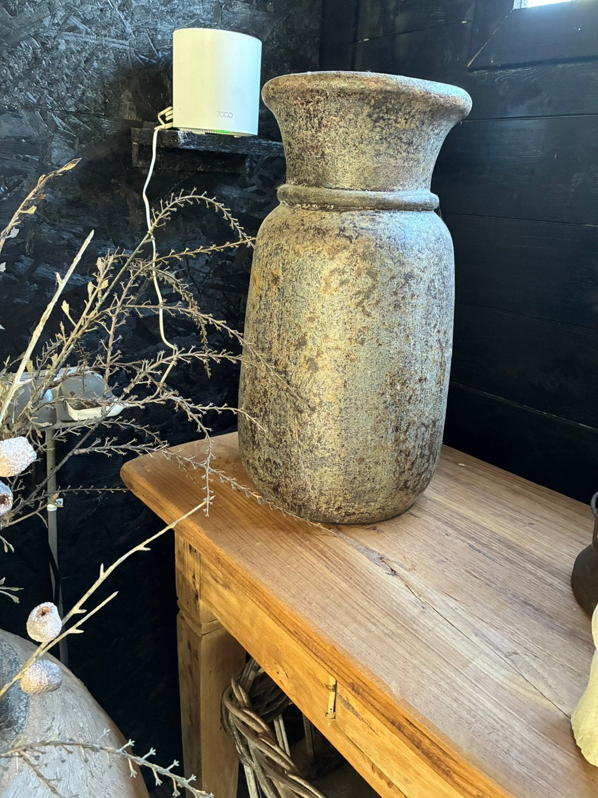 Grijs bruine pot/kruik, Huis en Inrichting, Woonaccessoires | Vazen, Ophalen, Zo goed als nieuw, Grijs