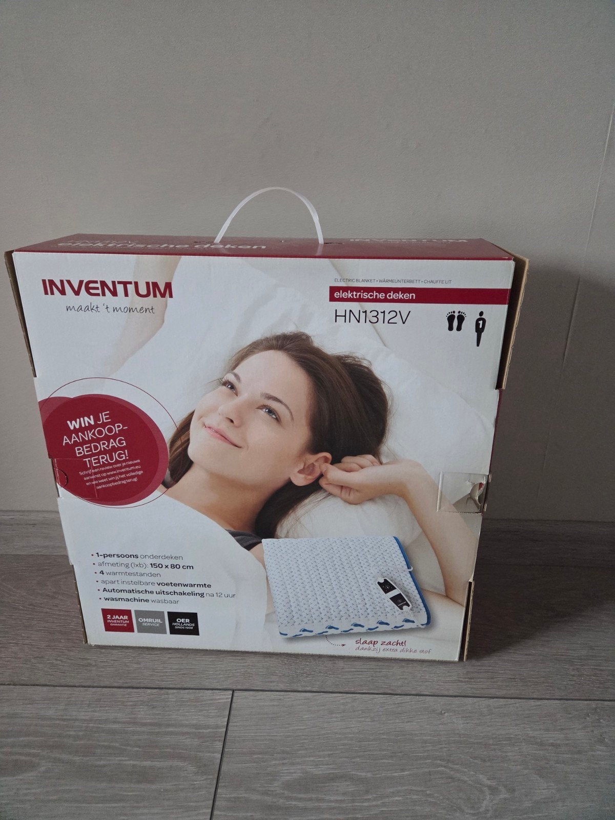 Inventum HN1312V elektrische deken, Eenpersoons, Wit, Nieuw, Ophalen of Verzenden