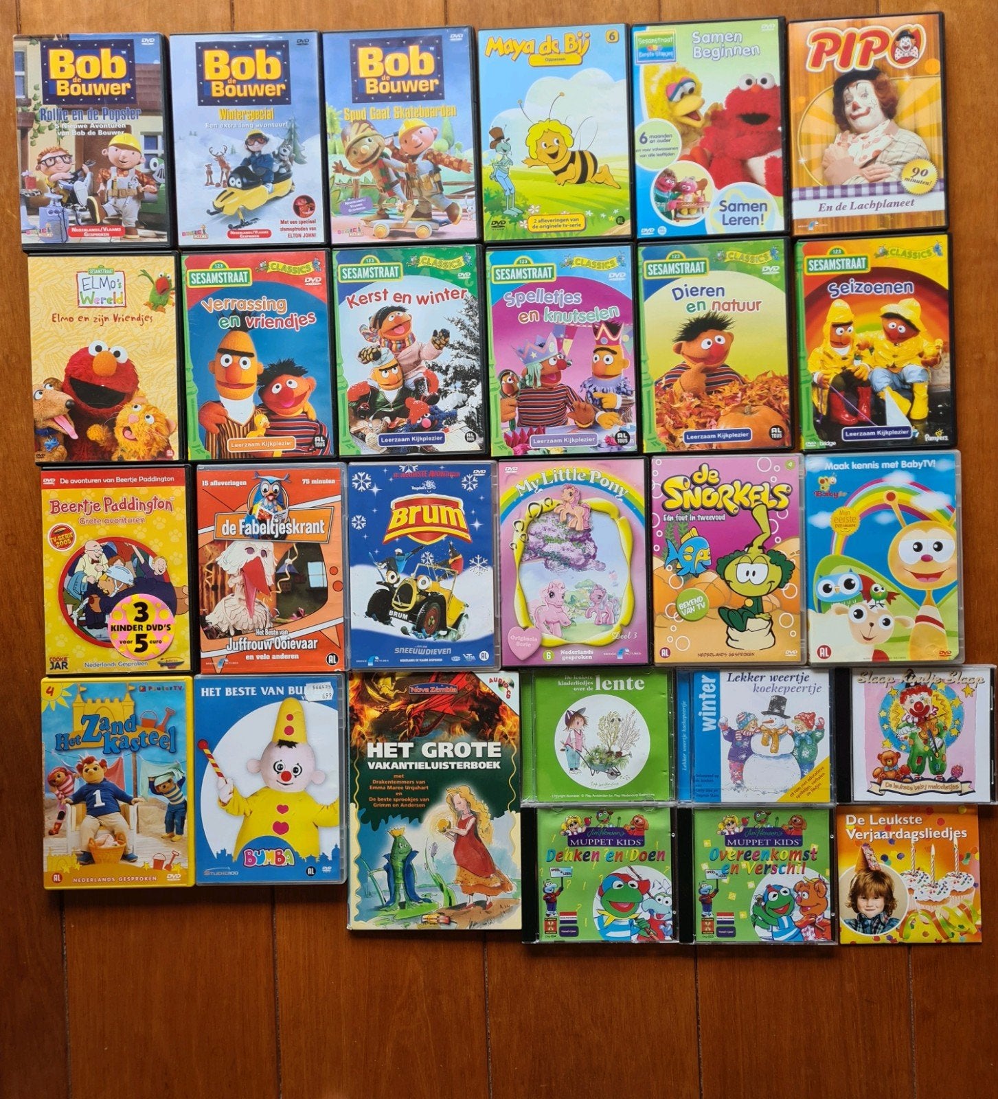 Grote collectie kinder-dvd's: Sesamstraat, Bob de Bouwer, ea, Gebruikt, Animatie, Alle leeftijden, Inclusief doosje