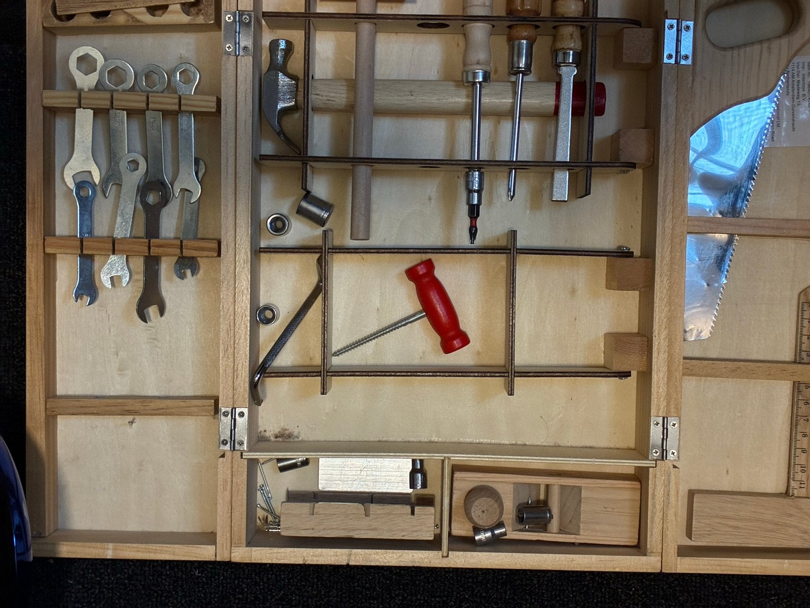 Houten Gereedschapskist met Diverse Handgereedschappen, Ophalen of Verzenden, Gebruikt