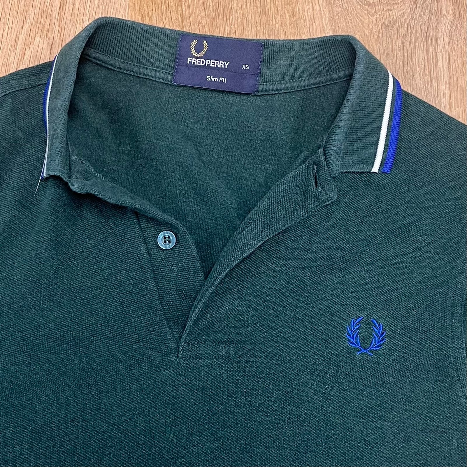 Fred Perry slim fit longsleeve poloshirt groen - Maat XS, Ophalen of Verzenden, Zo goed als nieuw, Maat 46 (S) of kleiner, Groen