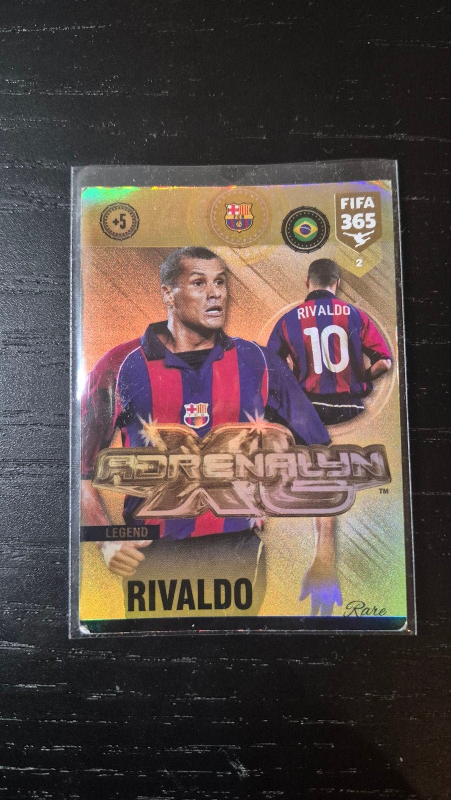 Rivaldo FIFA 365 Adrenalyn XL Legend Rare kaart, Ophalen, Zo goed als nieuw, Buitenlandse clubs, Spelerskaart