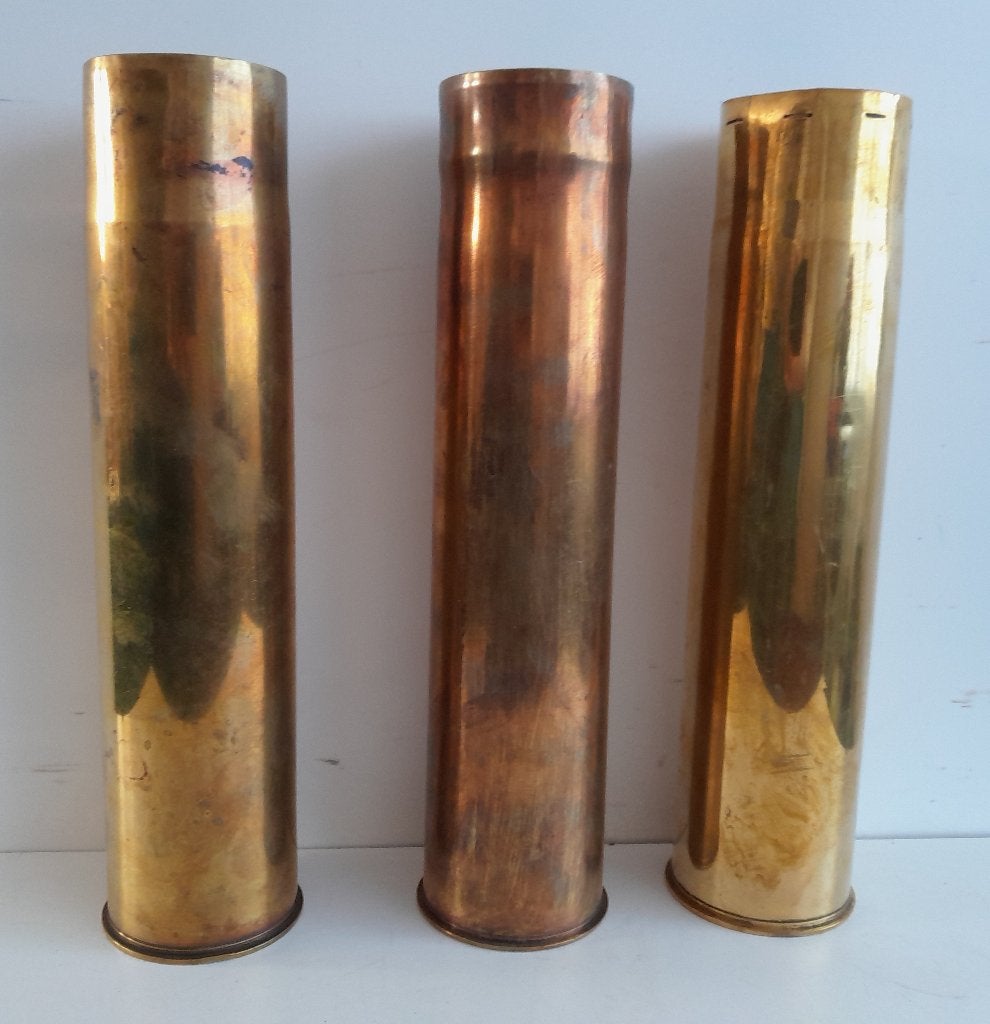 Koperen hulzen 3 stuks hoog 35cm, Verzamelen, Ophalen of Verzenden, Landmacht, Nederland, Hulzen of Bodemvondsten
