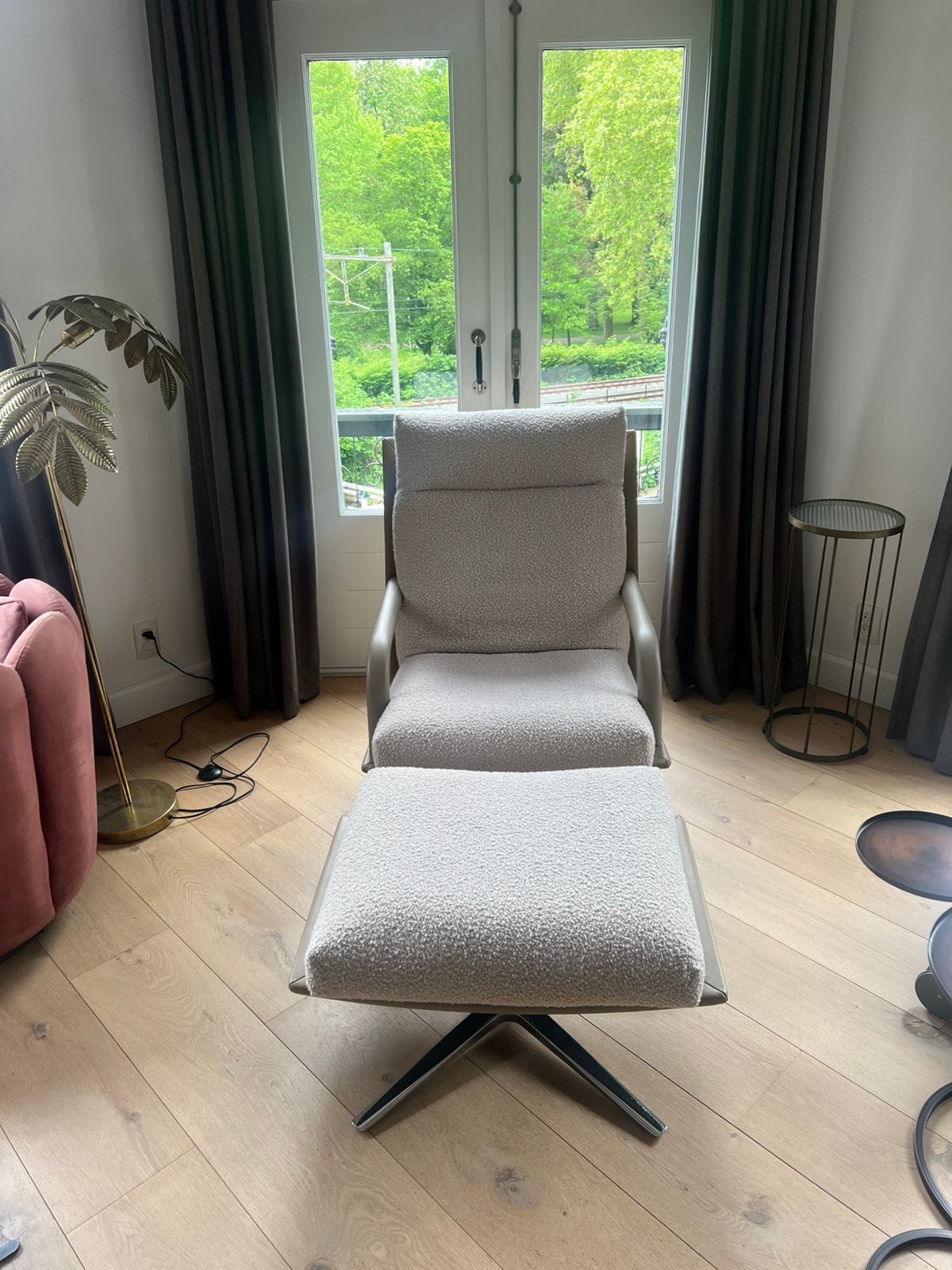 LEOLUX Fauteuil Kudo Two leer en stof, Huis en Inrichting, Fauteuils, Ophalen, Nieuw, 75 tot 100 cm, Leer
