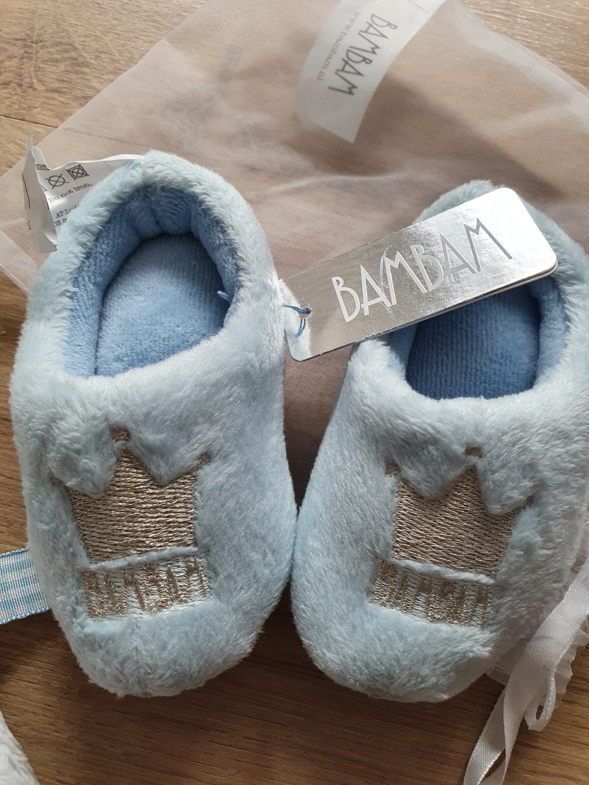 Bambam duck blauw baby kraam cadeau klompjes knuffeldoek, Ophalen of Verzenden, Nieuw