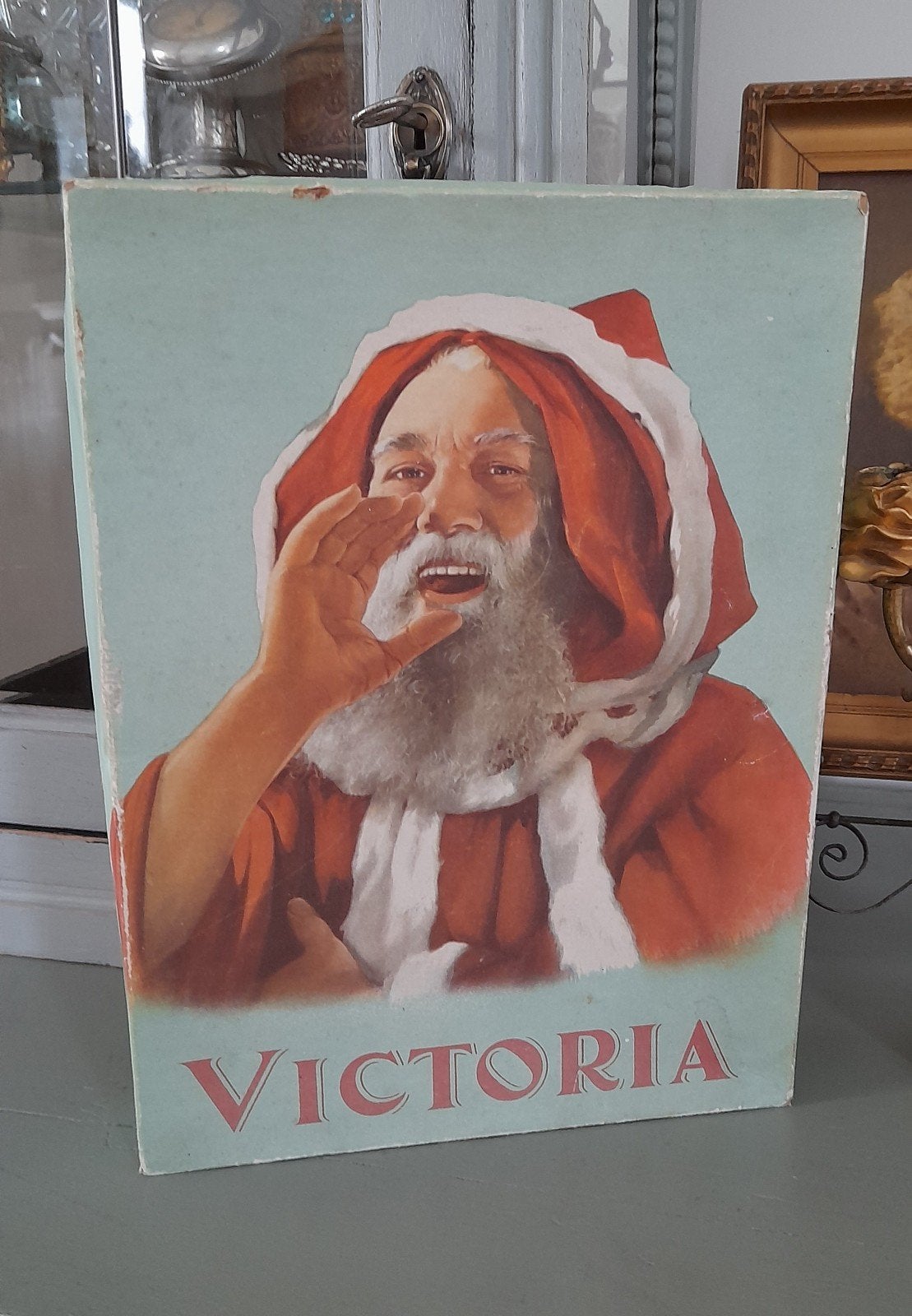 Oude kerst -kerstman-reclame, Diversen, Ophalen of Verzenden, Gebruikt