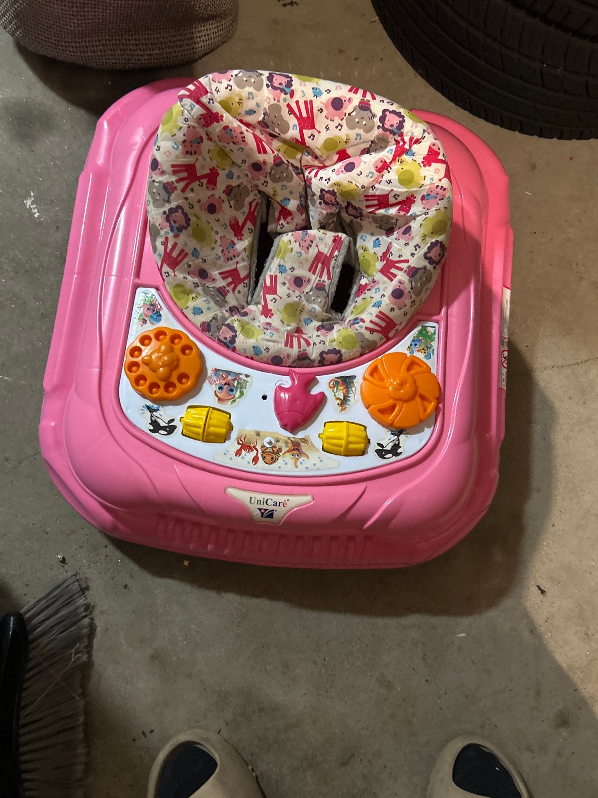Roze UniCare Loopstoel voor Baby's, Ophalen of Verzenden, Gebruikt, Overige typen, Met wieltjes