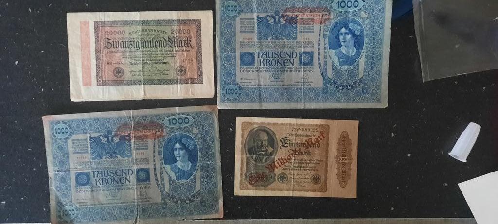 Oude bankbiljetten: Tausend Kronen en 20.000 Mark, Ophalen of Verzenden, Duitsland