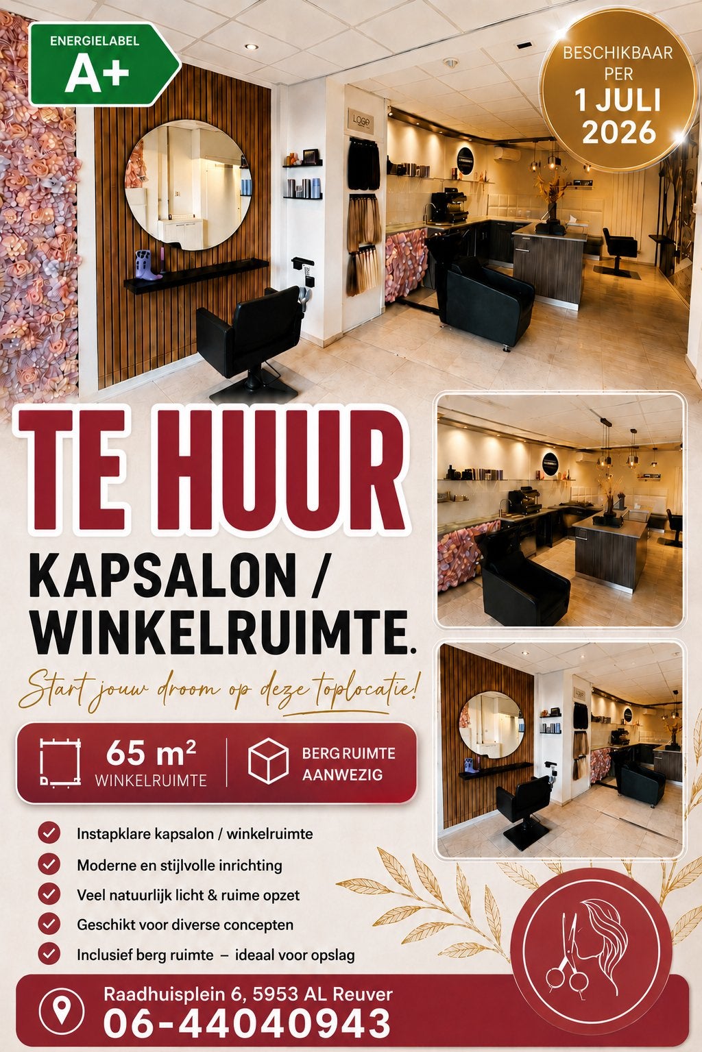 Kapsalon/winkelruimte te huur