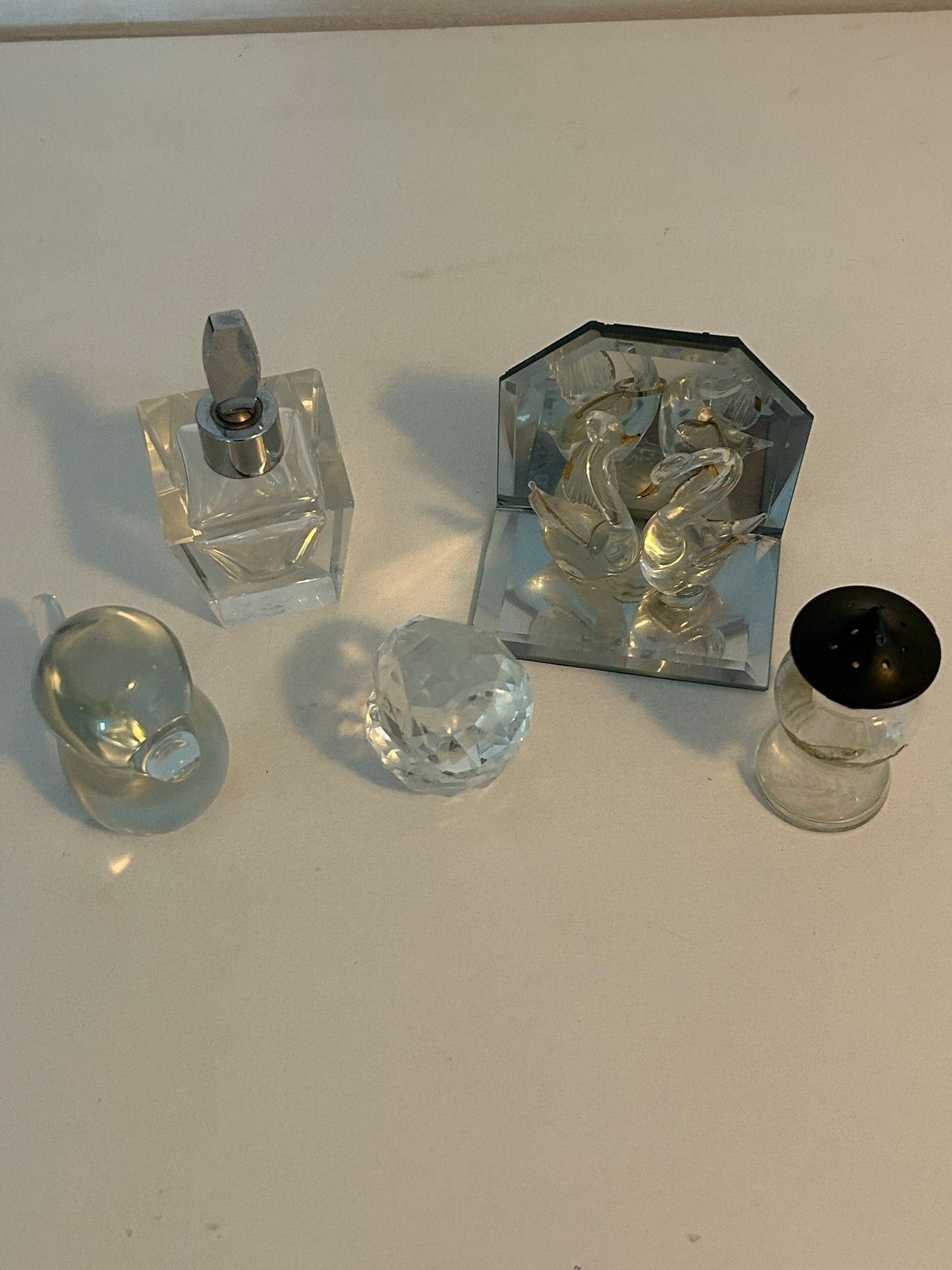 Diverse glazen decoratie en parfumflesje, Antiek en Kunst, Ophalen of Verzenden