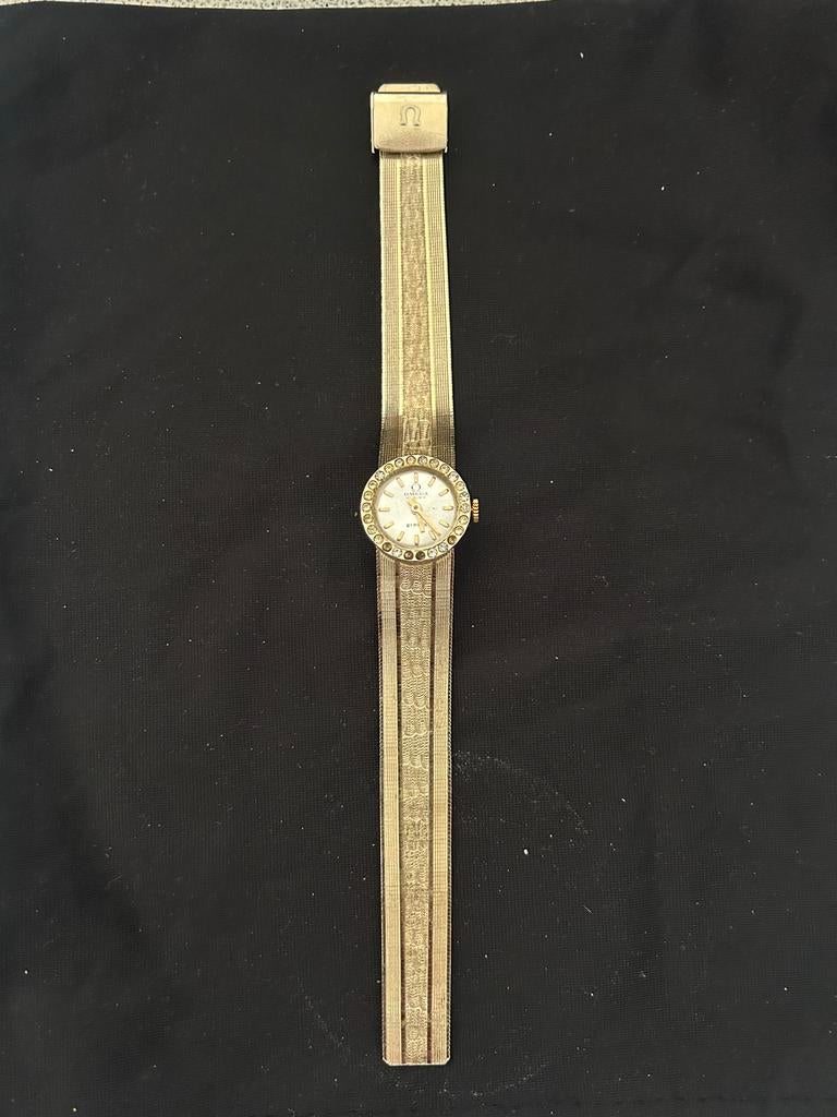 Vintage Omega Polshorloge 18k verguld, Overige merken, Leer, Verzenden, Zo goed als nieuw