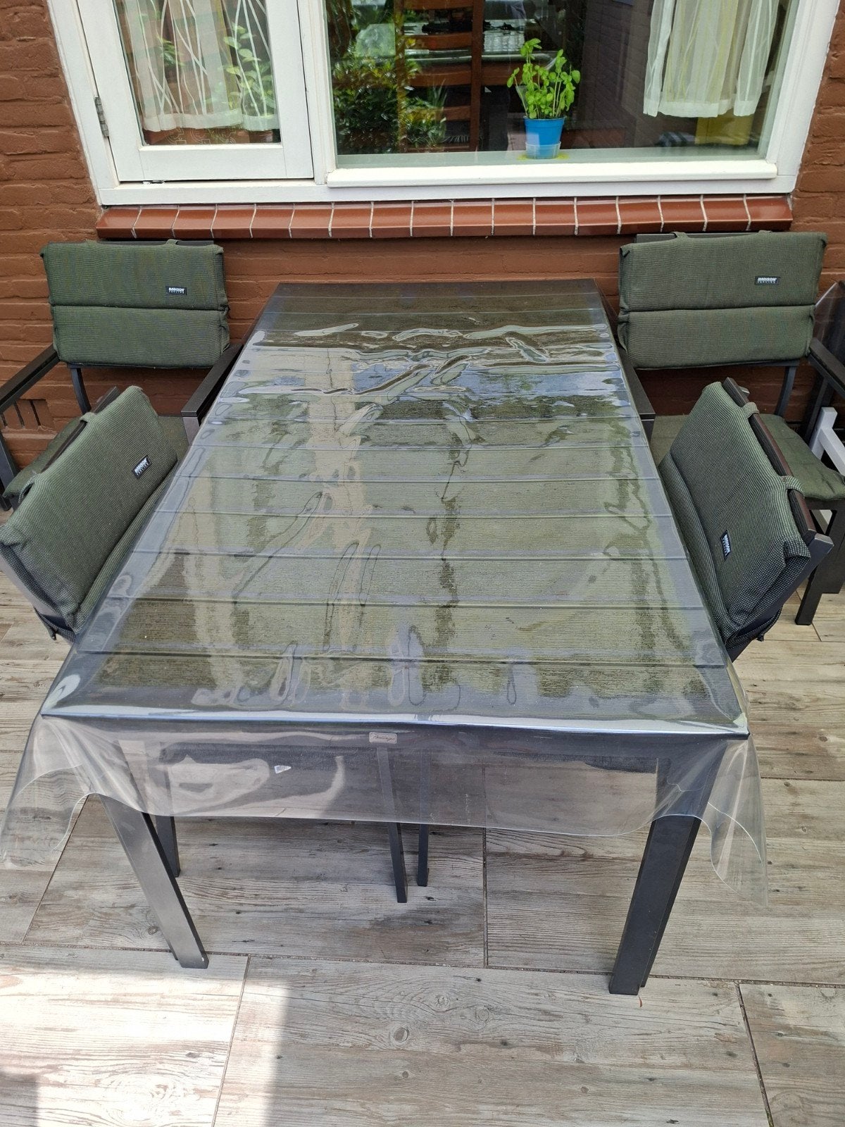 Tuintafel te koop, 4 stoelen erbij, Ophalen of Verzenden, Rechthoekig