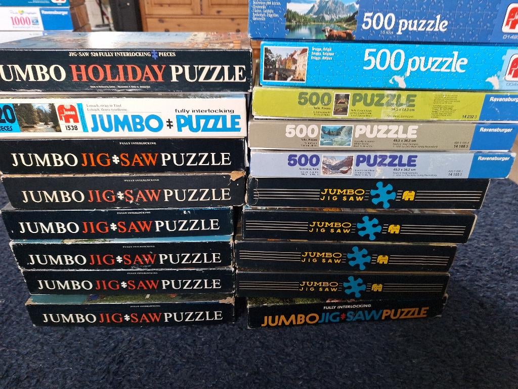 Diverse jumbo en Ravensburger puzzels 500 stukjes, Ophalen of Verzenden, 500 t/m 1500 stukjes, Zo goed als nieuw, Legpuzzel