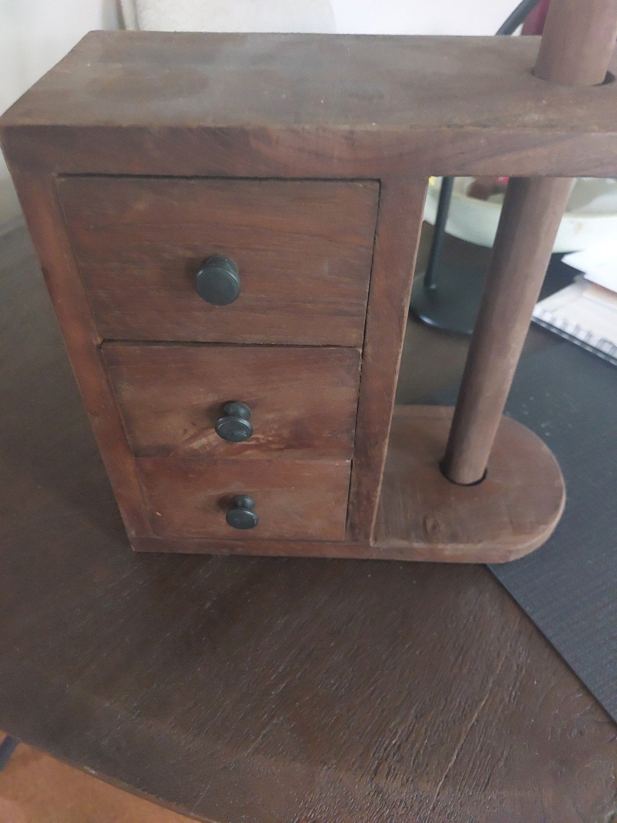 Houten organizer met lades en rolhouder, Ophalen, Hout, Gebruikt, Klassiek