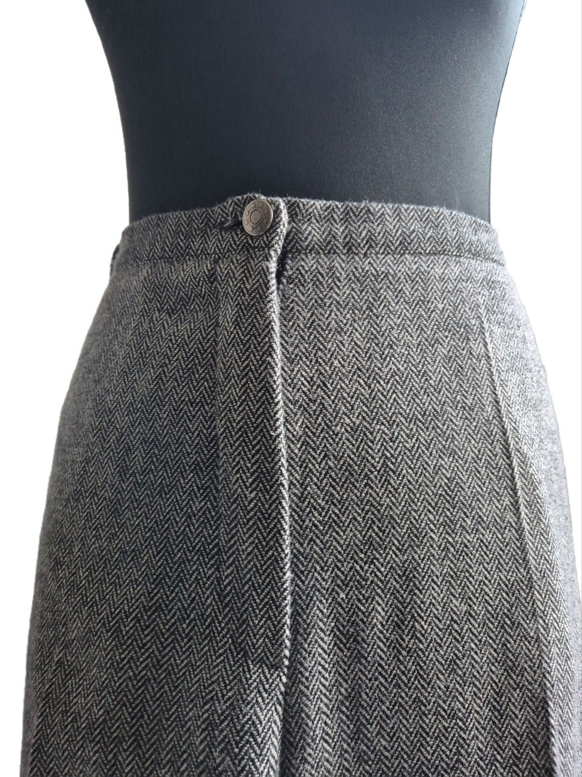 Vintage wollen visgraat pantalon, Maat 46/48 (XL) of groter, Ophalen of Verzenden, Zo goed als nieuw, Grijs