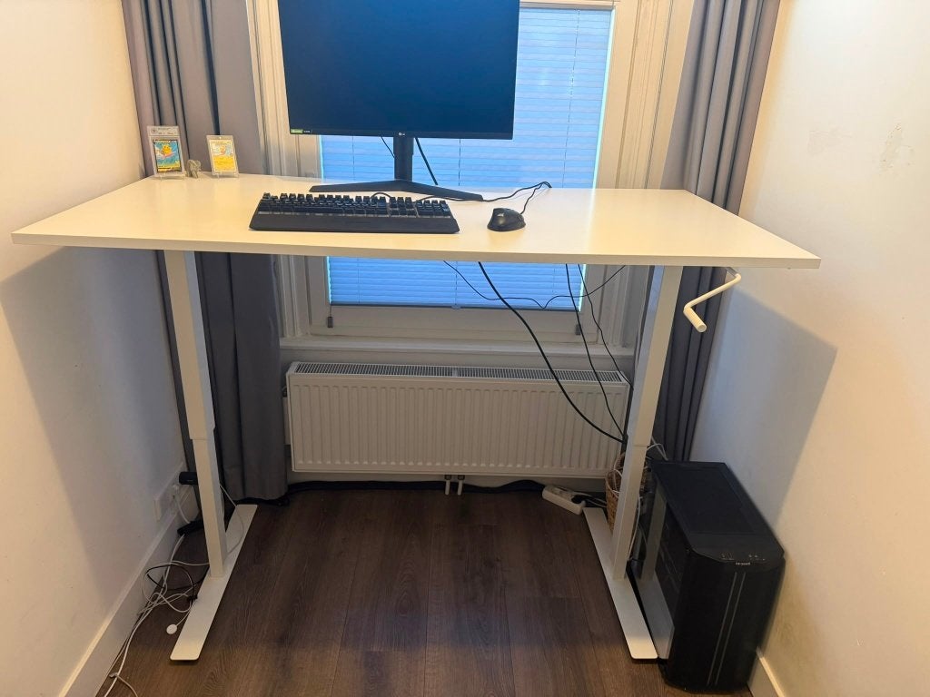 IKEA SKARSTA zit-sta bureau (slinger) — wit —160x80, Ophalen, Zit-sta bureau, 160 cm, Gebruikt