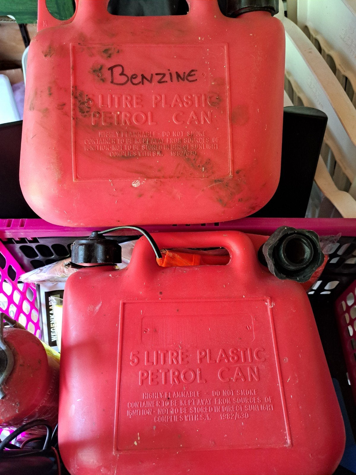 5 Liter Plastic Benzine Jerrycan - Rood 2 stuks, Ophalen of Verzenden