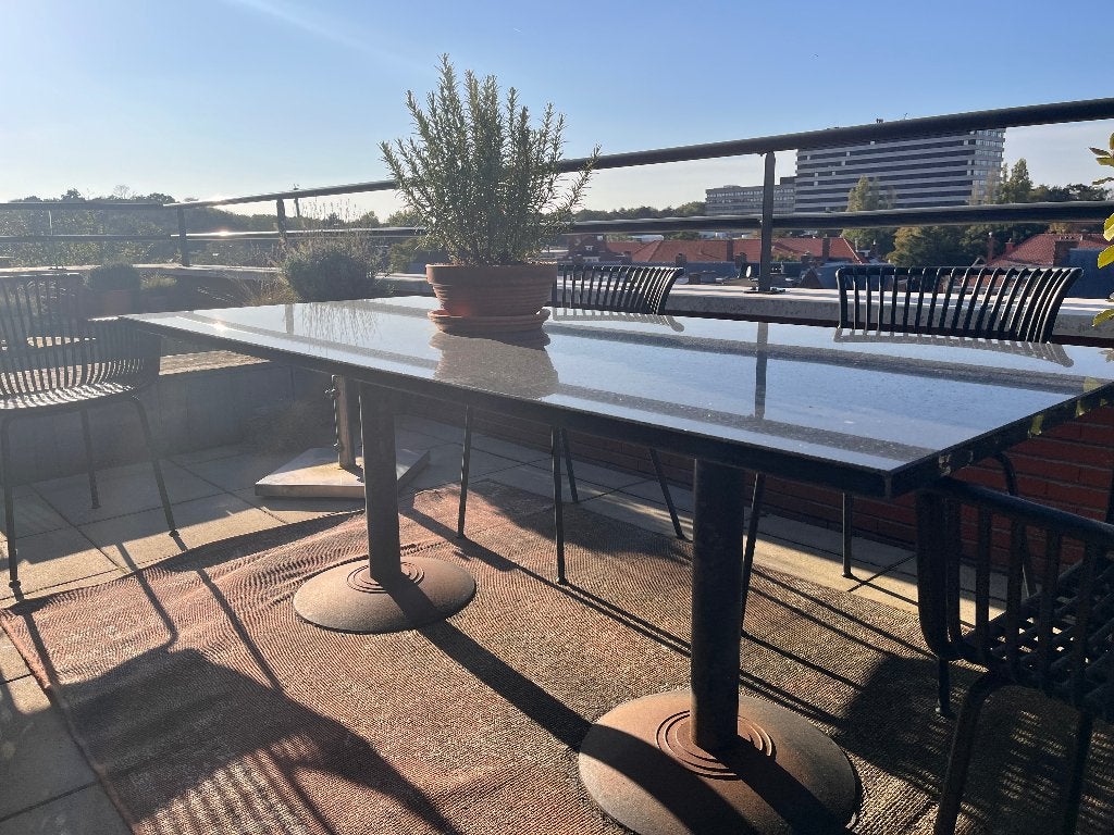 (Tuin) Tafel  van zwart graniet, Huis en Inrichting, Ophalen, Overige materialen, Gebruikt, 200 cm of meer
