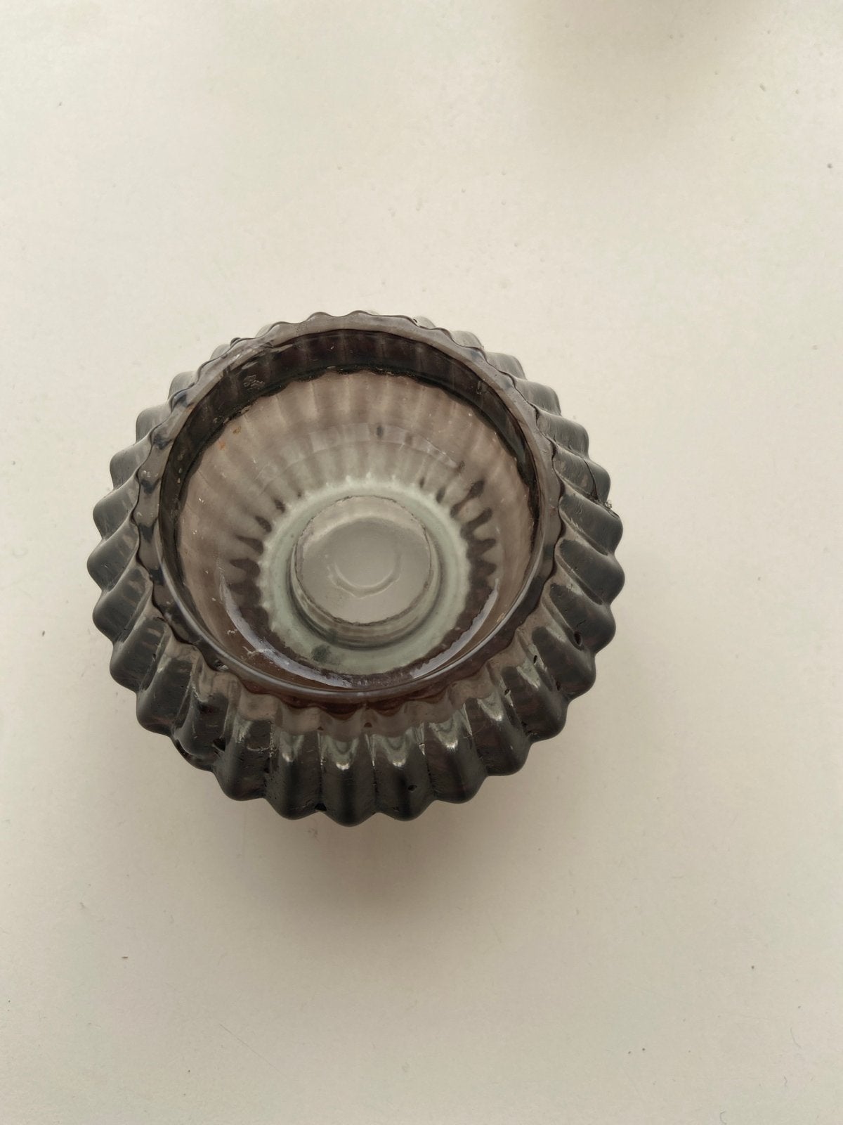 Glazen waxinelichthouder, geribbeld design, Ophalen, Gebruikt, Waxinelichthouder, Glas