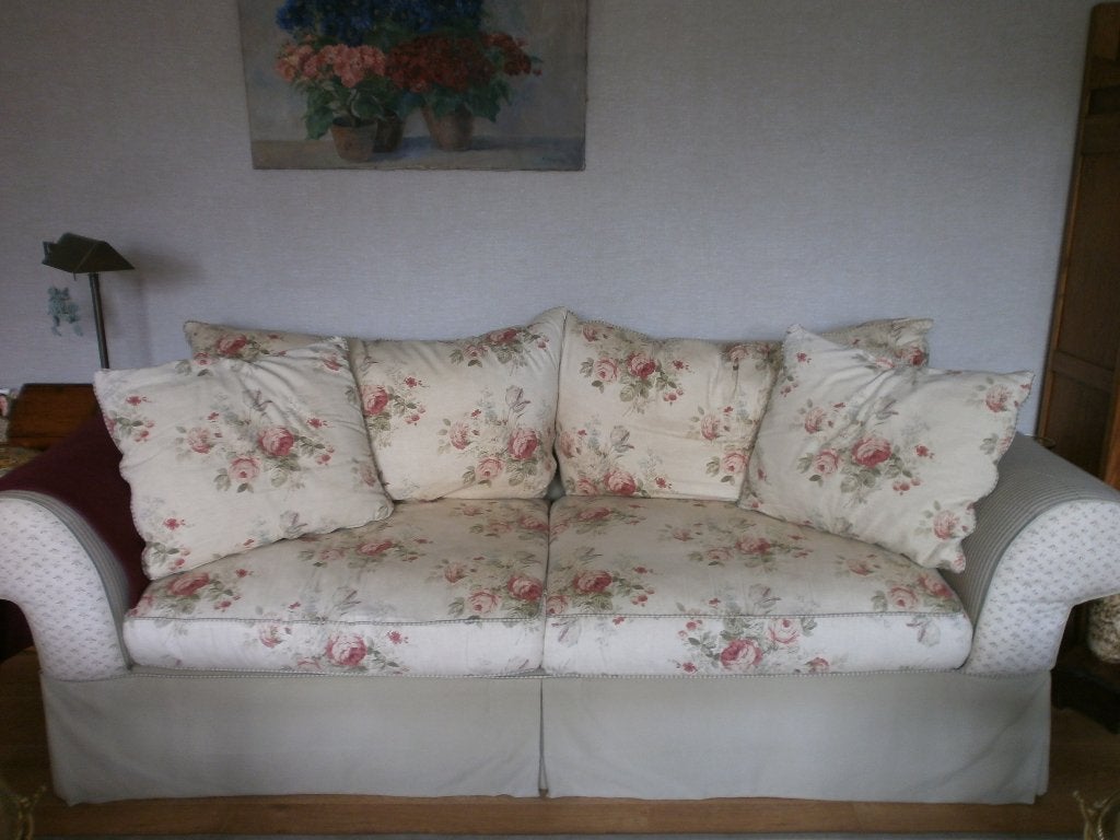 Romantische brocante bank met rozen zie omschrijving, Ophalen, Gebruikt, Tweepersoons, 75 tot 100 cm