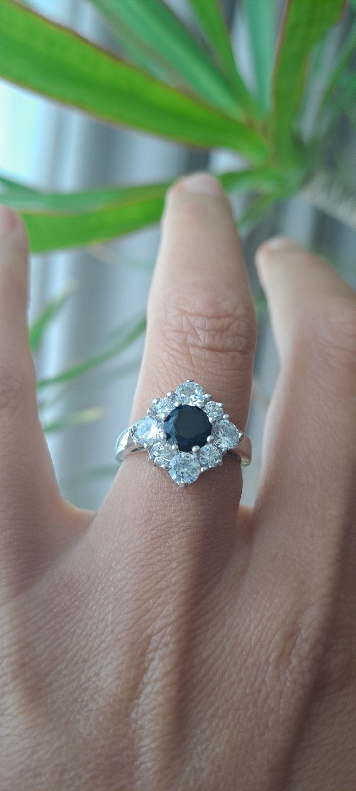 Zilveren ring met agaat en zirconia, maat 16., Ophalen of Verzenden
