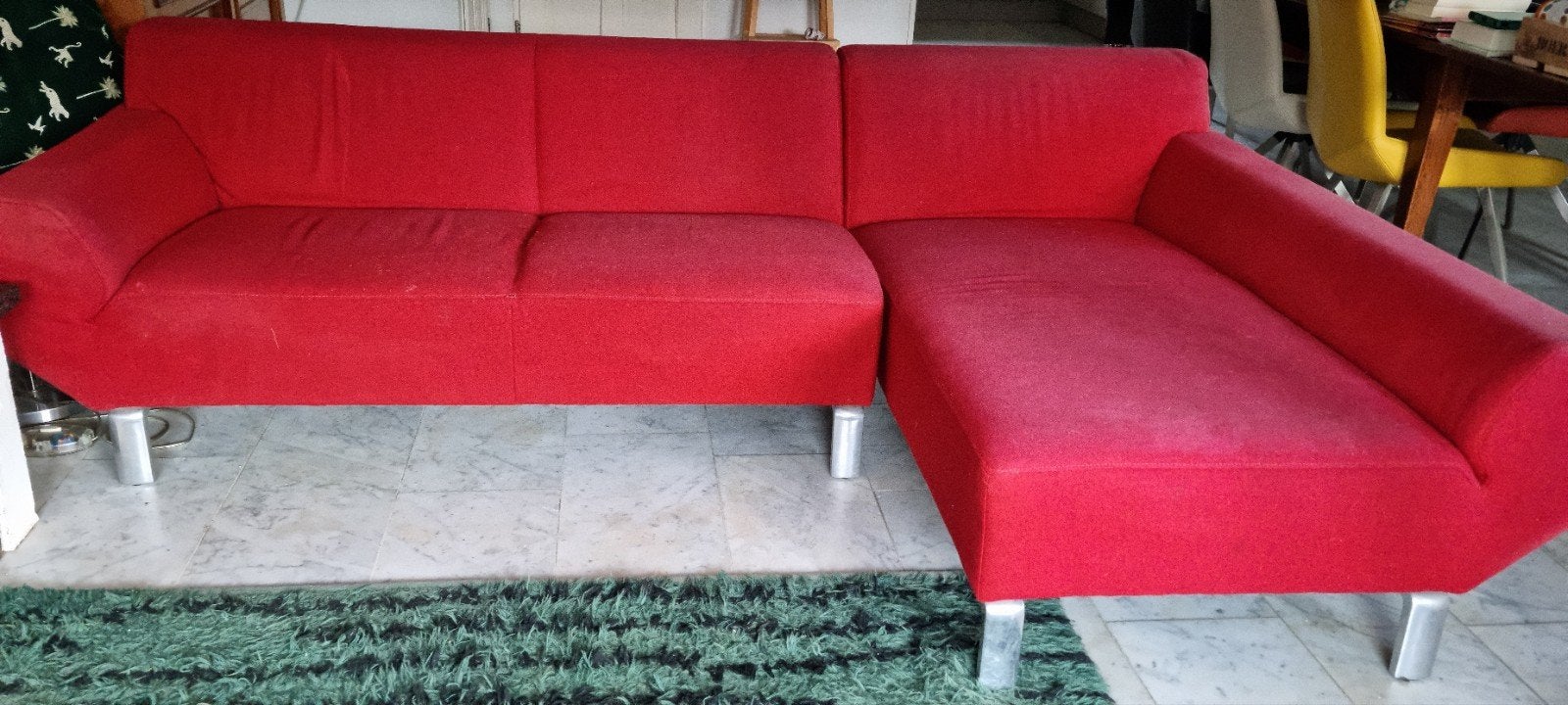 Hoekbank rood - opknapper, Ophalen, Gebruikt, Hoekbank, 200 tot 250 cm