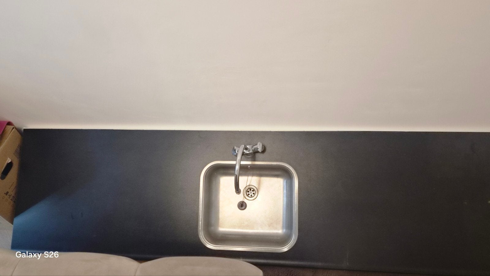 Aanrechtblad met gootsteen en kraan - 218 cm, Overige typen, Ophalen of Verzenden, Gebruikt
