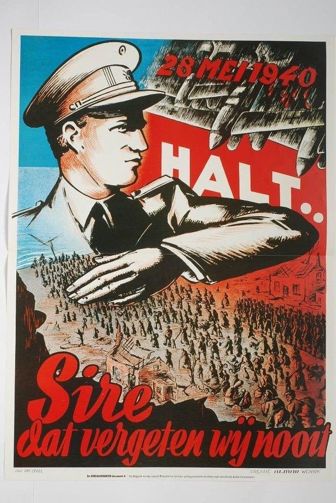 Poster WOII: Koning Leopold III België | Heruitgave, Verzamelen, Verzenden, Amsterdam, Overige soorten, Overige gebieden