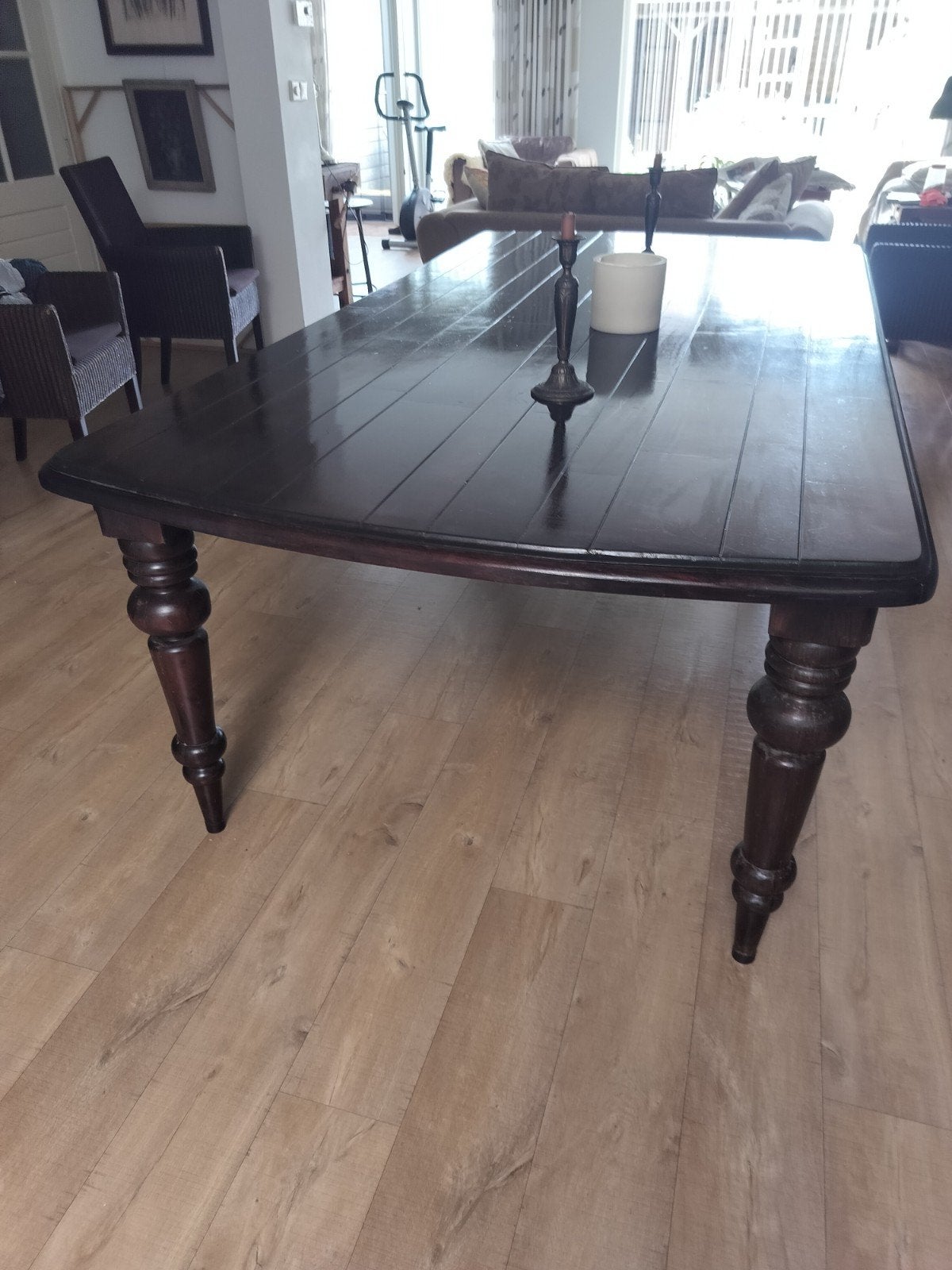 monumentale acacia, wenge of mahonie houten  8 persoons eett, Ophalen of Verzenden