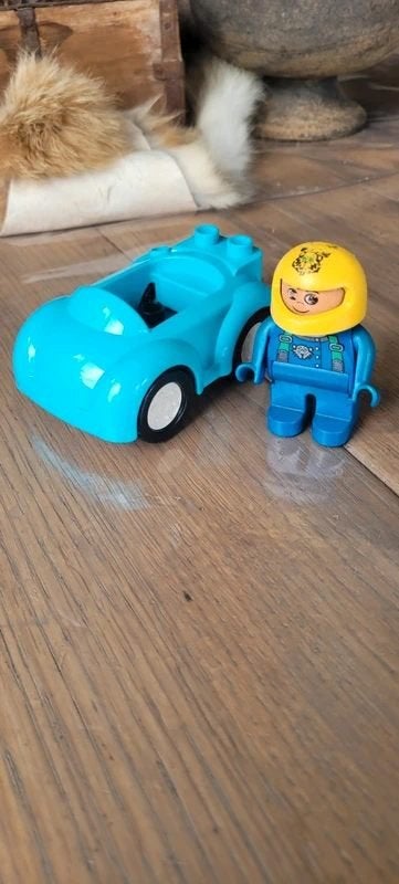 LEGO DUPLO Blauwe Raceauto met Coureur!, Ophalen of Verzenden, Gebruikt, Overige typen, Duplo