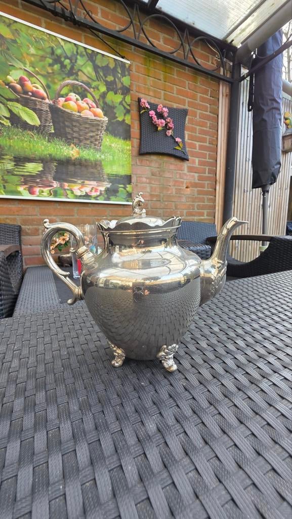 Antieke verzilverde theepot G. Kurz & Co Tiel, Ophalen of Verzenden