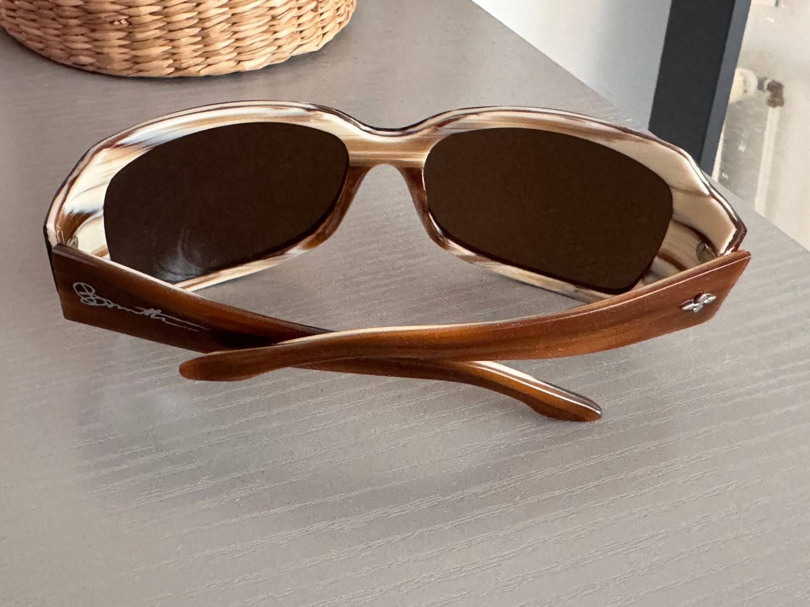 Originele Brunotti Zonnebril/Bruine Houtlook/Retro Oversized, Overige merken, Zonnebril, Bruin, Ophalen of Verzenden
