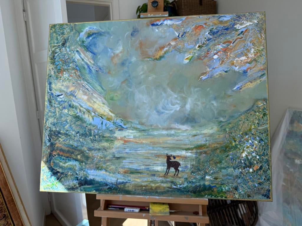 Abstract landschap schilderij / bieden mag!, Ophalen