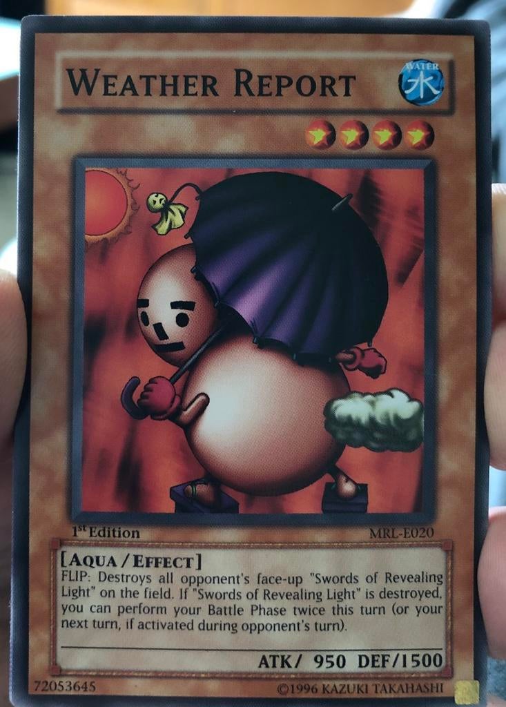 Yu-Gi-Oh! Weather Report MRL 1st Edition Old Print !, Ophalen of Verzenden, Gebruikt, Losse kaart